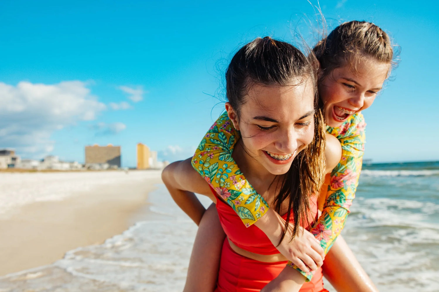 Girls playing beach